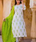 White Leaf Kurta Set
