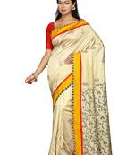 Gold Embroidered Raw Silk Saree With Blouse