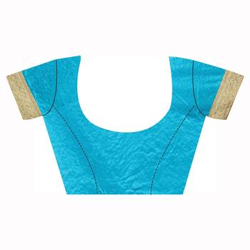 Blue Embroidered Raw Silk Saree With Blouse 2