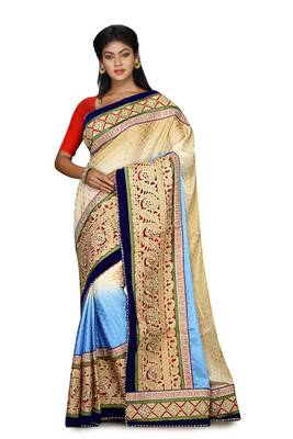 Multicolor Embroidered Jacquard Saree With Blouse 1