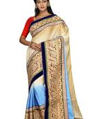 Multicolor Embroidered Jacquard Saree With Blouse
