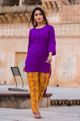 Liliac Purple Short Kurta & Pant 1