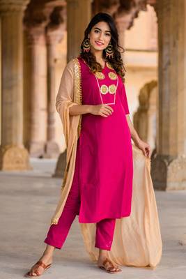Burgundy Gotta Patti Kurta Set 1