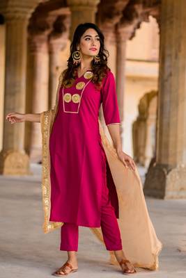Burgundy Gotta Patti Kurta Set 3