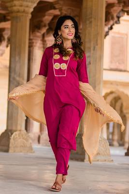Burgundy Gotta Patti Kurta Set 4