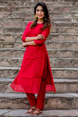 Red Crimson Kurta Set 3