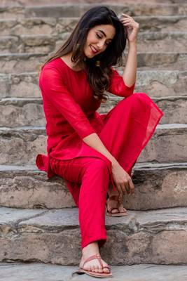 Red Crimson Kurta Set 4