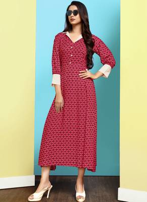 Heavy Rayon Printed Long Designer Kurti 1