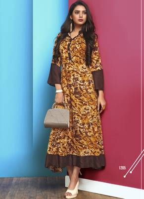 Heavy Rayon Printed Long Designer Kurti 1