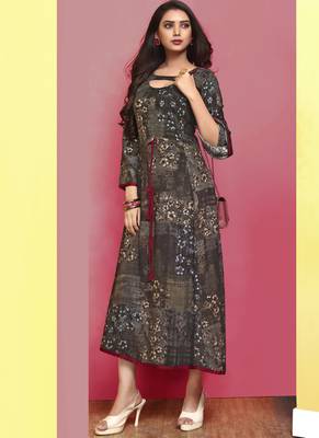 Heavy Rayon Printed Long Designer Kurti 1