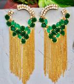 American Diamond Studded Emerald Dangler Earrings