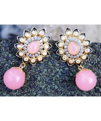 Pink Floral Drop Dangler Earrings 1