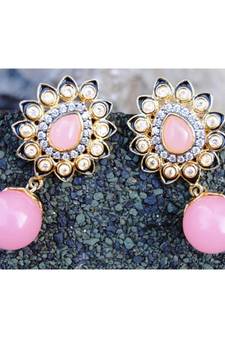 Pink Floral Drop Dangler Earrings