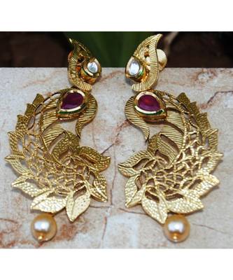 Exquisite Ruby Gold Dangler Earrings 1