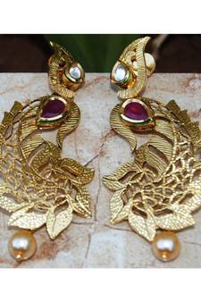 Exquisite Ruby Gold Dangler Earrings