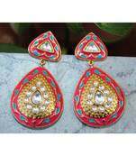 Pink Enamel Polki Diamond Dangler Earrings