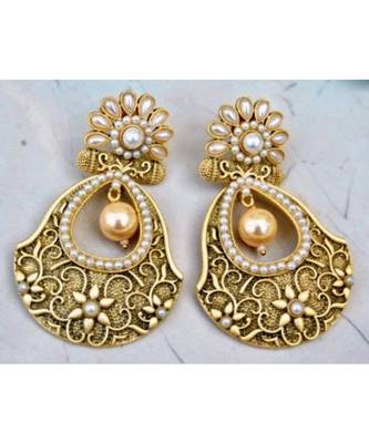 Antique Pearl Flower Dangler Earrings 1