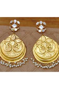 Carved Peacock Mother of Pearl Dangler Earrings