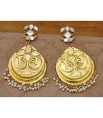 Carved Peacock Mother of Pearl Dangler Earrings