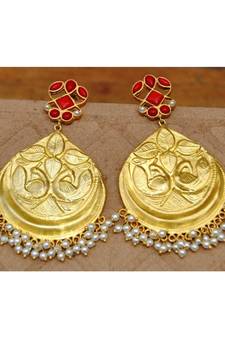Carved Peacock Red Onyx Dangler Earrings