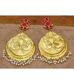 Carved Peacock Red Onyx Dangler Earrings