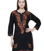 Black embroidered cotton chikankari kurti