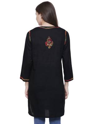 Black embroidered cotton chikankari kurti 2
