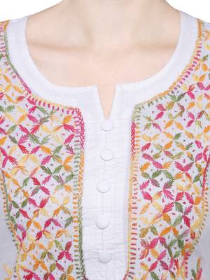 White embroidered cotton chikankari kurti 4