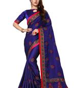 Purple Embroidered Art Silk Saree With Blouse