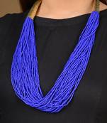 Blue Beads Gold Tubes Necklace