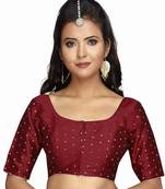 Maroon Plain Art Silk Designer Blouse