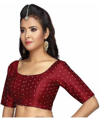 Maroon Plain Art Silk Designer Blouse 2