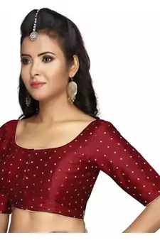 Maroon Plain Art Silk Designer Blouse