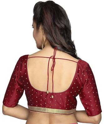 Maroon Plain Art Silk Designer Blouse 3
