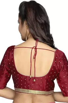 Maroon Plain Art Silk Designer Blouse