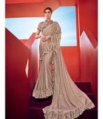 golden embroidered taffeta saree with blouse