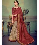 maroon embroidered georgette saree with blouse
