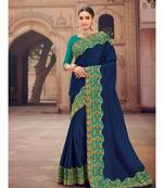 violet embroidered satin saree with blouse