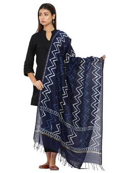 Blue Cotton Indigo Print Dupatta