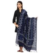 Blue Cotton Indigo Print Dupatta