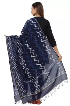 Blue Cotton Indigo Print Dupatta