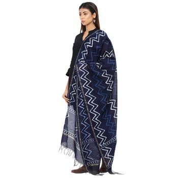 Blue Cotton Indigo Print Dupatta 3