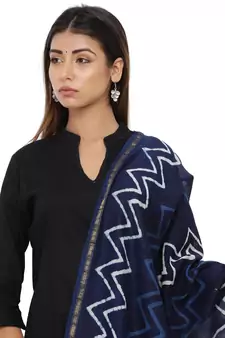Blue Cotton Indigo Print Dupatta