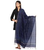 Blue Cotton Indigo Print Dupatta