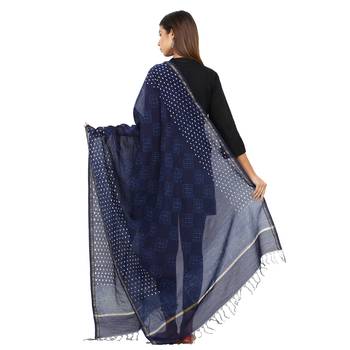 Blue Cotton Indigo Print Dupatta 2