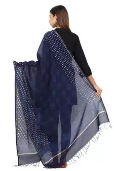 Blue Cotton Indigo Print Dupatta