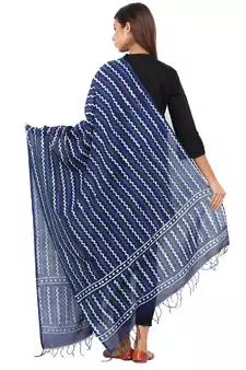 Blue Cotton Indigo Print Dupatta