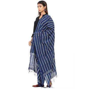 Blue Cotton Indigo Print Dupatta 3