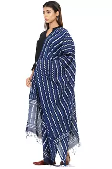 Blue Cotton Indigo Print Dupatta