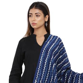 Blue Cotton Indigo Print Dupatta 4